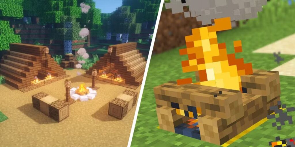 Feu de camp dans Minecraft