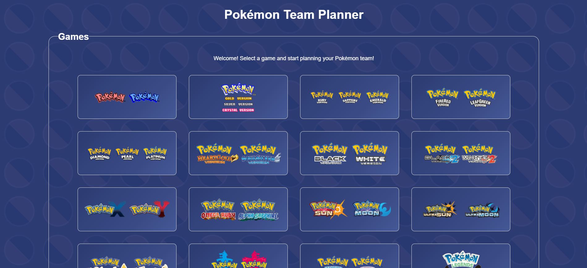 Pokémon Team Planner interface