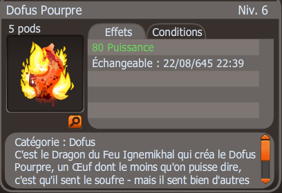 Le Dofus Pourpre et ses effets
