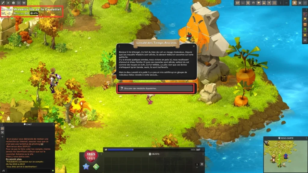 Lenald des Temps Anciens Quête Il y a un os, de Wabbit Dofus