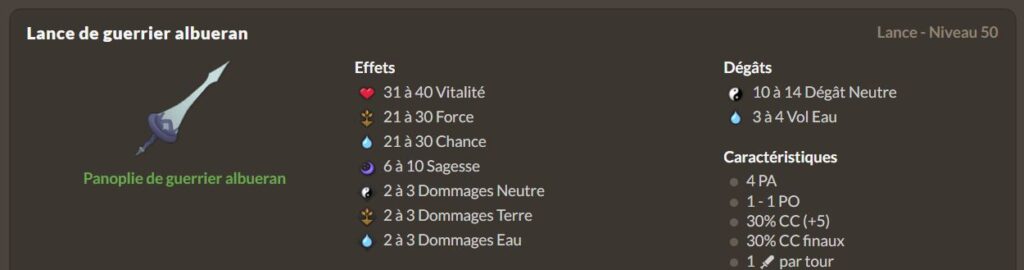 Lance de guerrier albueran 