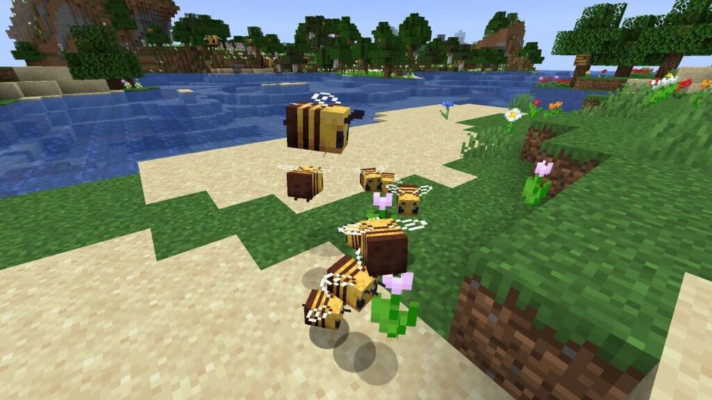 Pollinisation abeilles dans Minecraft