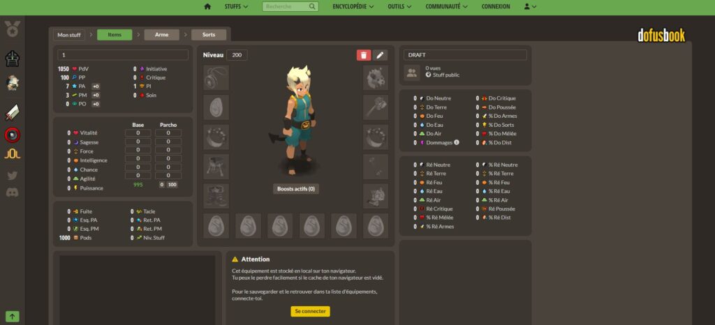 Créer son stuff sur Dofusbook