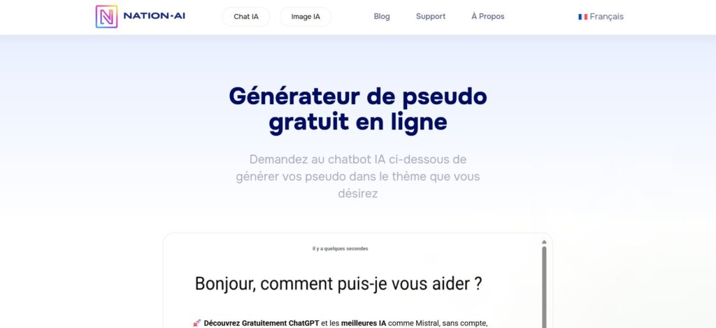 Nation AI generateur de pseudo gamer