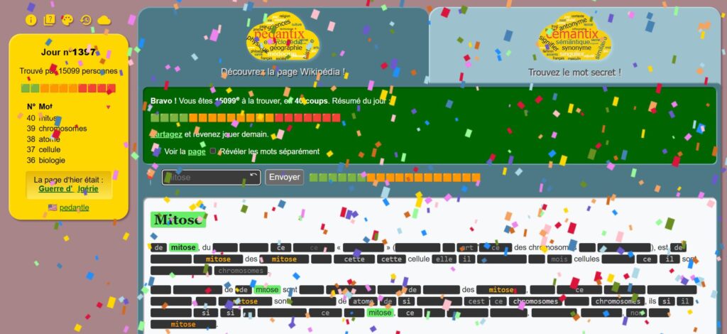 Pédantix trouver page du jour