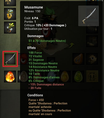 Musamune Dofus statistiques