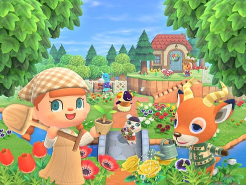Scene de jardin fleuri au printemps dans Animal Crossing New Horizons