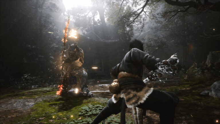 Combat avec une arme élémentaire dans Black Myth: Wukong, illustrant les meilleures armes du jeu