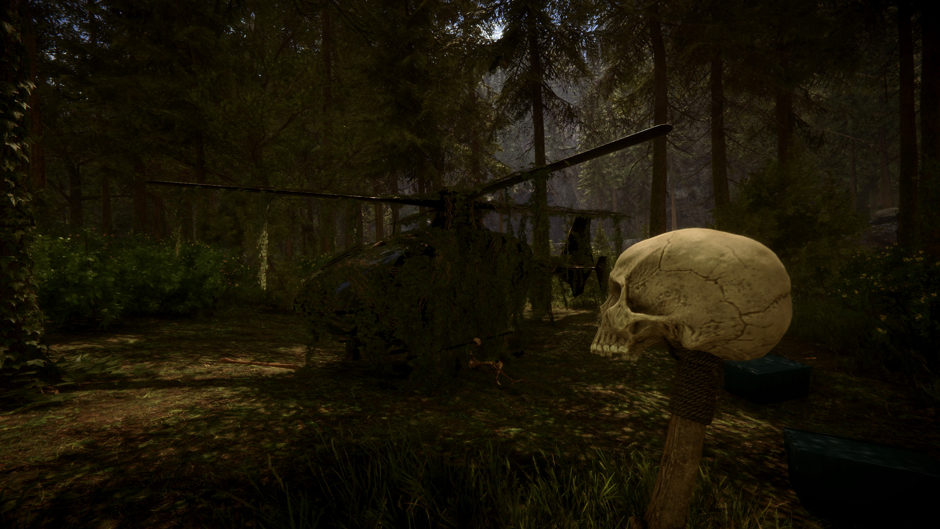 Scène atmosphérique de Sons of the Forest, le précédent jeu de survie horrifique d'Endnight Games avant l'annonce de Forest 3