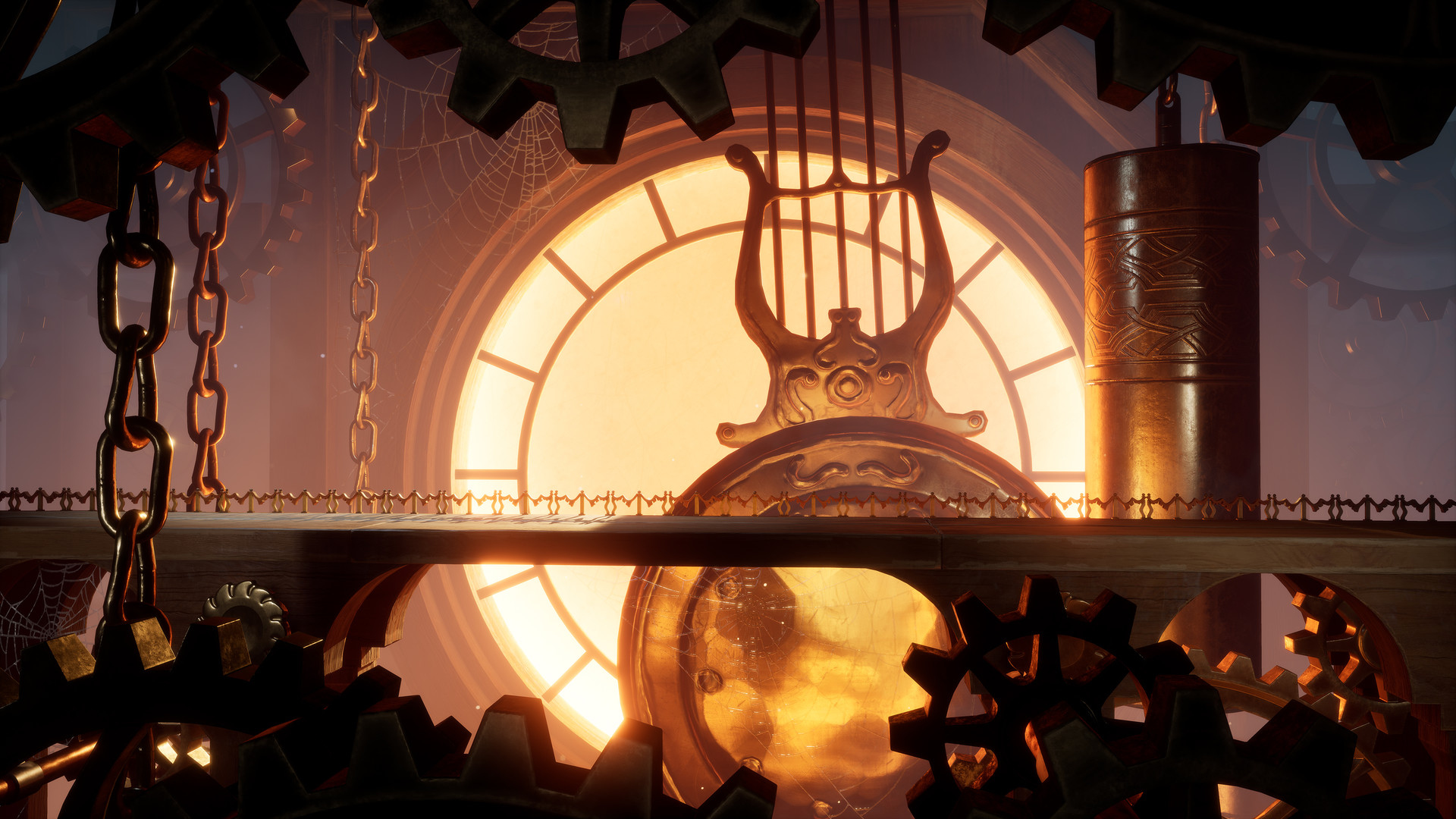 Vue des engrenages geants de la pendule a coucou dans le chapitre 4 d'It Takes Two