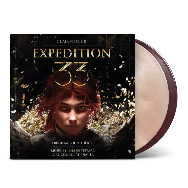 Pochette officielle du double vinyle de la bande originale de Clair Obscur: Expedition 33, éditée par Laced Records