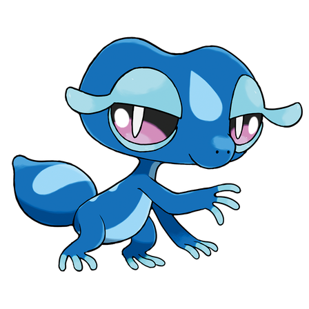 Artwork officiel d'Ogéko, le starter aquatique de Pokémon Vents et Vagues