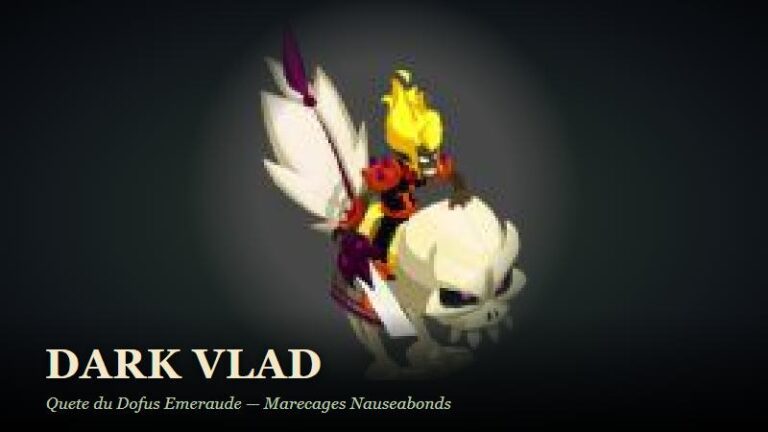 Dark Vlad, le boss de la quête du Dofus Émeraude sur Dofus, monstre chevauchant un crâne géant