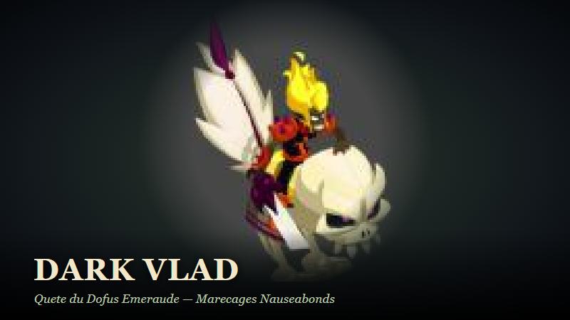 Dark Vlad, le boss de la quête du Dofus Émeraude sur Dofus, monstre chevauchant un crâne géant