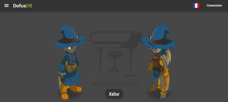 Personnages de la classe Xélor dans Dofus, maîtres du temps avec leur chapeau caractéristique